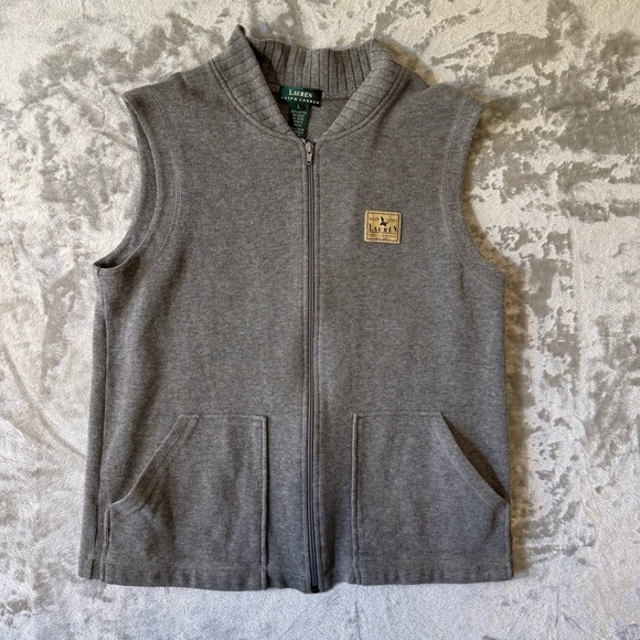Ralph Lauren Other - Lauren Ralph Lauren Full Zip Sweater Vest Gray Cotton Mens Large